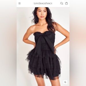 NWT Loveshackfancy Faron Mini Dress Black